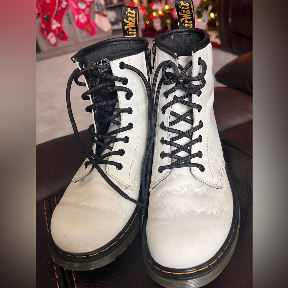 Dr. Martens White and Black Combat Boots